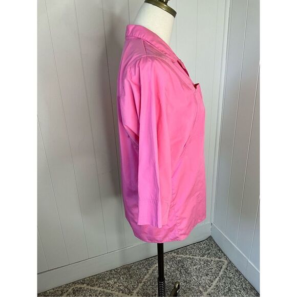 Hunters Glen Womens Large Button Front Shirt Pink Chest Pockets 3/4 Sleeves - Picture 5 of 15